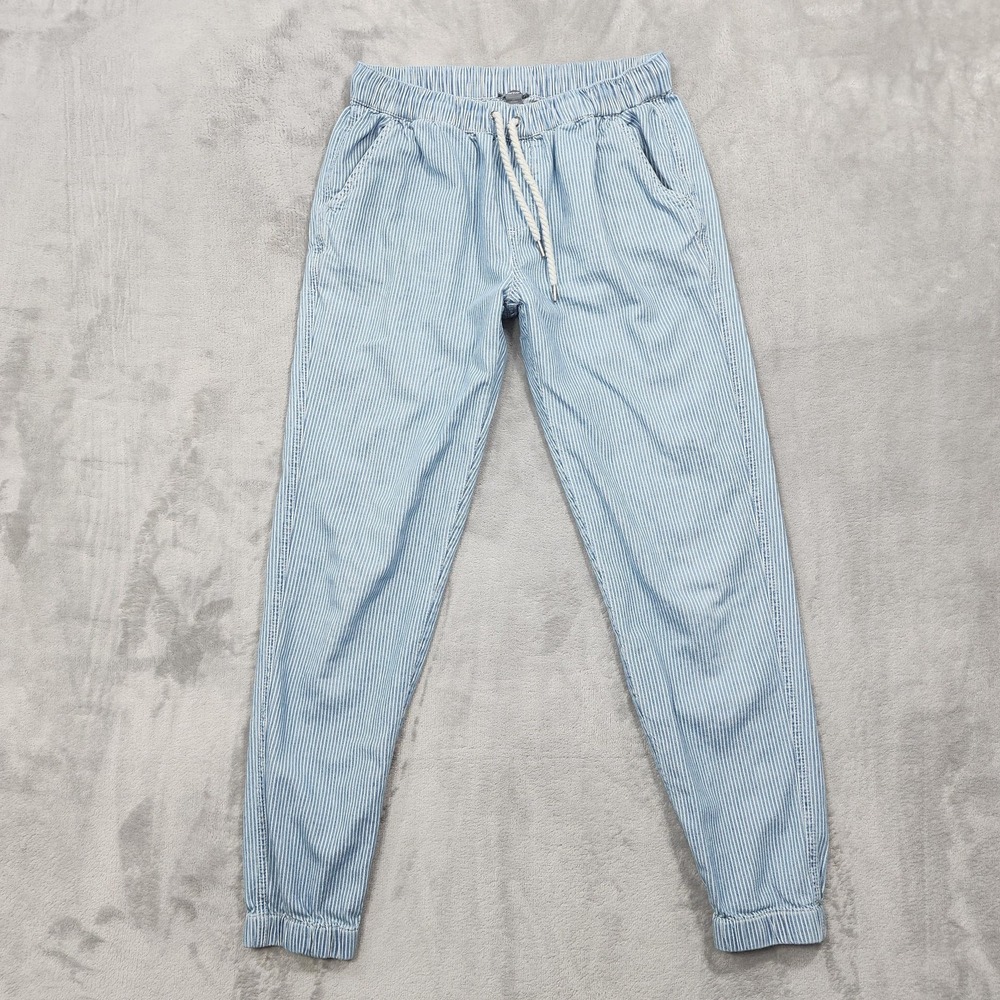 Aerie Pants Womens XS Blue Striped Cotton Jogger Drawstring Casual Nautical